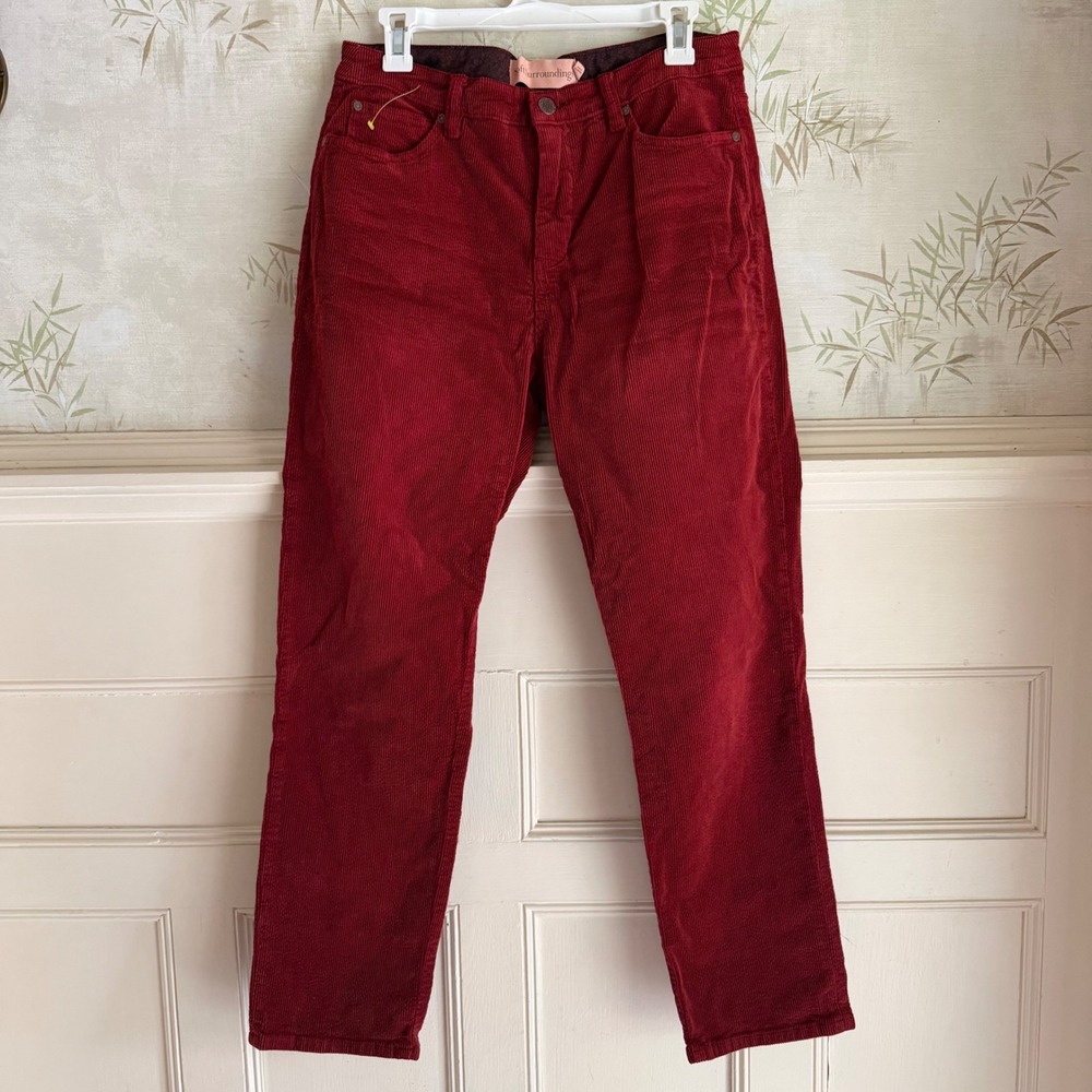 Soft Surroundings Red Corduroy Pants Straight Leg Five Pocket Stretch Sz 10